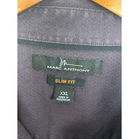 Marc Anthony Button Up Shirt Mens XXL Purple Microgeometric Slim Fit Casual - Picture 3 of 3